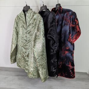 Lot 3 Gorgeous Womens Traditional Chinese Button Front Tops Blouses sz XL